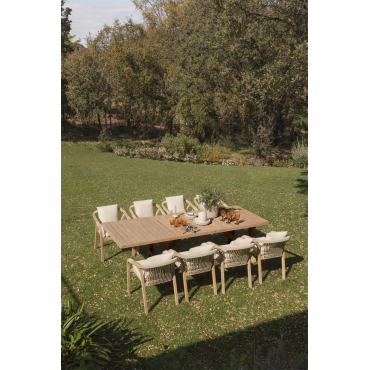 Rechthoekige Tuintafel 200-260-320x100 Cm Uitschuifbaar In Dubai Acacia Hout Rustiek Acaciabruin - Sklum