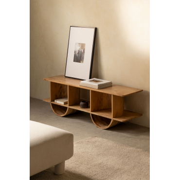 Tv-meubel 150x35 Cm In Flin-hout Rustiek Acaciabruin - Sklum