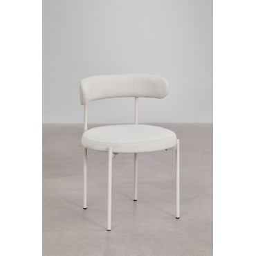 Set Van 4 Eetkamerstoelen In Brim Bouclé Stof Bouclé Wit - Sklum