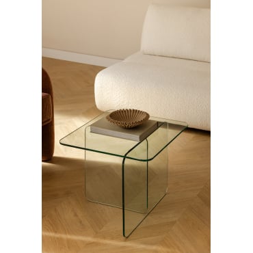 Eliana Vierkante Bijzettafel 50x50 Cm In Gehard Glas Transparant - Sklum