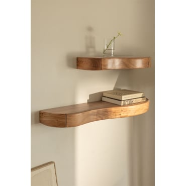 Nireimi Wandplank Met Opbergruimte Van Acaciahout ↔︎ 90 Cm - Sklum