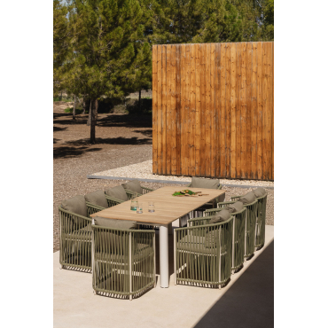 Rechthoekige Tafelset 260x100 Cm In Aluminium En Teakhout Sirka En 10 Sophie Aluminium Tuinstoelen Leger Groen – Koel - Sklum