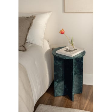 Rond Nachtkastje Ø35 Cm In Mencia Marmer Groen Marmer - Sklum