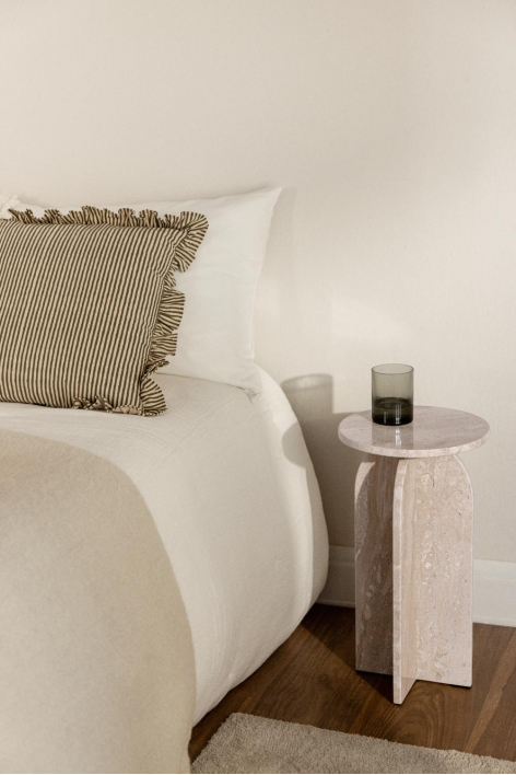 Rond nachtkastje Ø30 cm in Graham marmer - Beige marmer Dyna