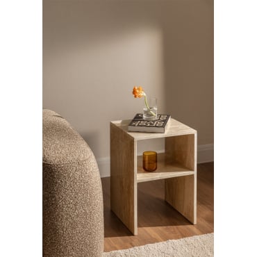 Vierkante Bijzettafel 35x35 Cm In Gabrielle Marmer Crème Beige Marmer - Sklum