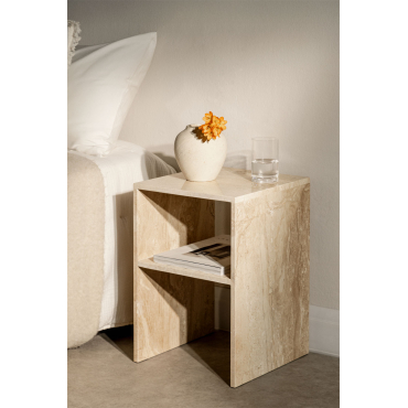 Vierkant Nachtkastje 35x35 Cm In Gabrielle Marmer Crème Beige Marmer - Sklum