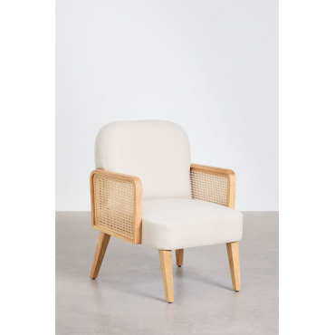 Pakket Van 2 Icon Fauteuils Van Rubberhout En Rotan Beige - Sklum