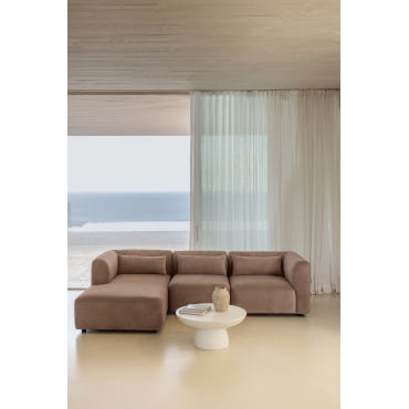 Fogler 3-delige Modulaire Chaise Longue-bank Links Corduroy Kameelbruin - Sklum