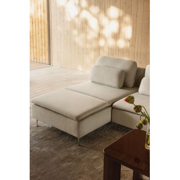 Chaise Longue-module Voor Modulaire Bank Oriol Stof Crème Beige - Sklum