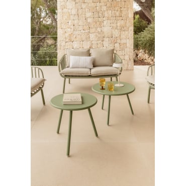 Set Van 2 Aradina Ijzeren Tuintafels Groene Lauerl - Sklum