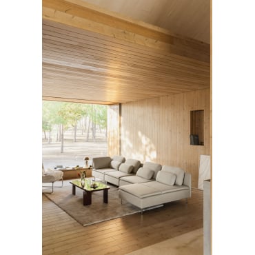 Oriol 4-delige Chaise Longue Modulaire Bank Links Stof Crème Beige - Sklum