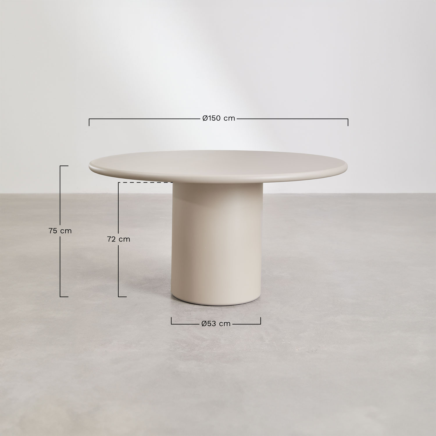 Rodeo ronde MDF eettafel, AFMETINGEN