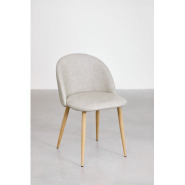 Kana Kunstleren Eetkamerstoel Grijs – Taupe – Koel & Natuurlijk Hout - Sklum