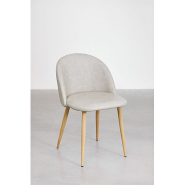 Pakket Van 2 Kana Eetkamerstoelen Met Kunstlederen Bekleding Grijs – Taupe – Koel & Natuurlijk Hout - Sklum