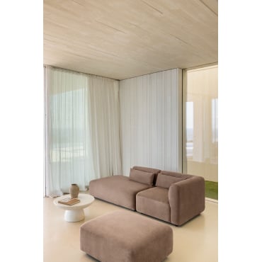 2-delige Modulaire Hoekbank Met Chaise Longue Links En Fogler Poef Corduroy Kameelbruin - Sklum