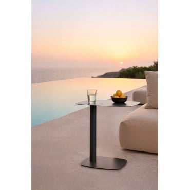 Odelia Rechthoekige Ijzeren Tuintafel, 40x25 Cm Gris Granito & ↑50 Cm - Sklum