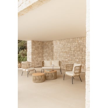 Tuinset Van 5 Stuks Met 2-zitsbank, 2 Fauteuils En 2 Salontafels Calipso Natuurlijk - Sklum