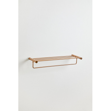 Handdoekrek Voor Badkamer Met Plank In Roestvrij Staal Devon Roze Goud Geborsteld - Sklum
