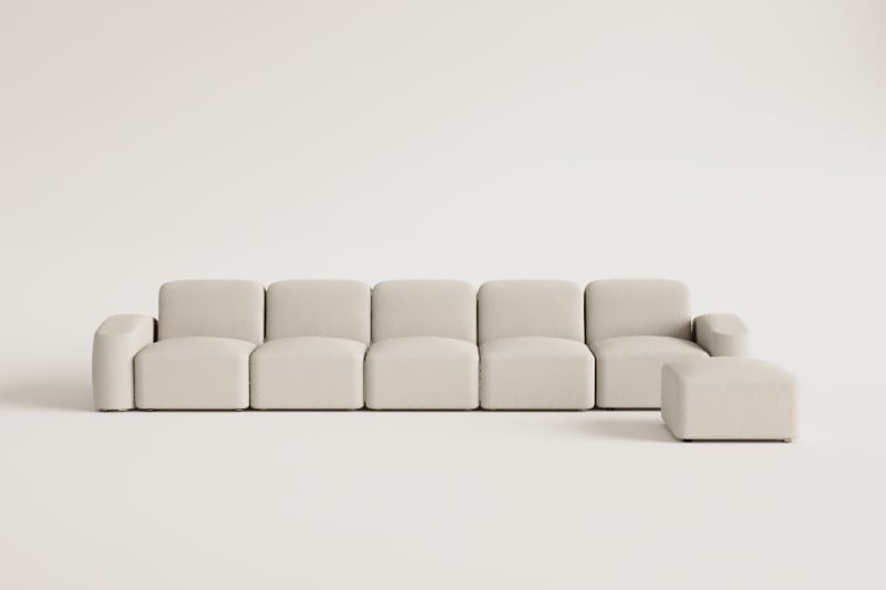 Bastian 5-delige modulaire bank en poef