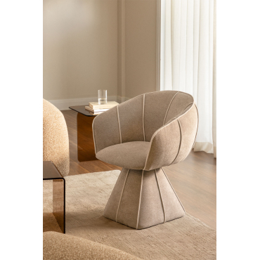 Tallinn Gestoffeerde Fauteuil Stof Chenille Bruin - Tarwe - Sklum