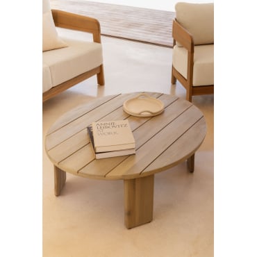 Uleno 100x80 Cm Ovale Acaciahouten Salontafel Lichte Acaciekleur - Sklum