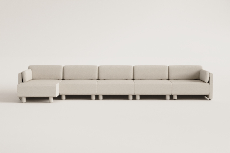 5-delige modulaire chaise longue-bank linkszijdig in artemisa boucléstof