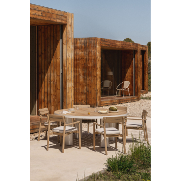 Ronde Tuintafel Ø180 Cm Van Teakhout En Aluminium Riviera Teakhout - Sklum