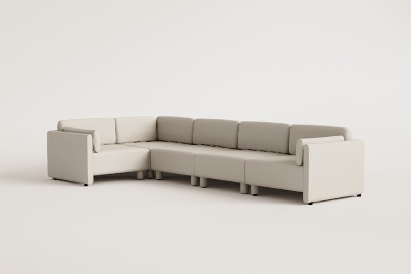 5-delige modulaire hoekbank links in Artemisa bouclé stof