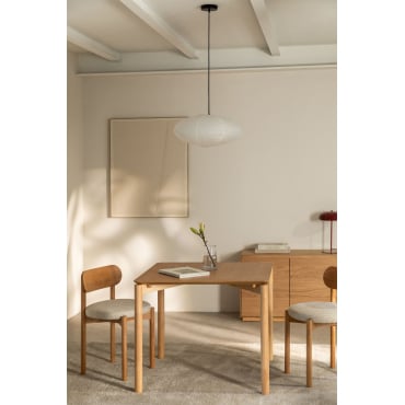 Eetkamertafel Vierkant 90x90 Cm In Mdf Met Eikenfineer Munden Eikenhout - Sklum