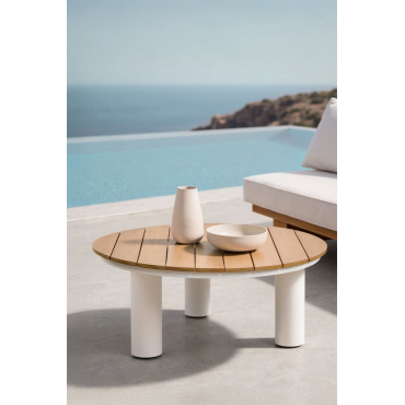 Ronde Tuintafel Ø80 Cm Van Teakhout En Aluminium Umeko Ø80 Cm - Sklum