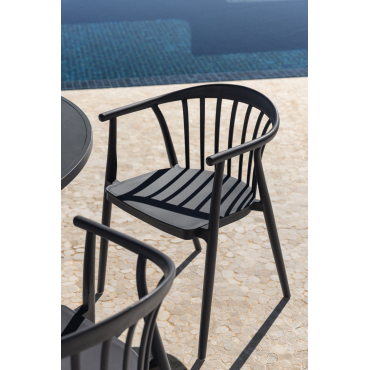 Set Van 4 Stapelbare Tuinstoelen Met Armleuningen In Polypropyleen Ivor Grijs – Grafiet - Sklum