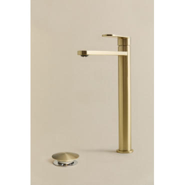 Alameda Wastafelkraanset Van Messing En Orveta Click-clack Wastafelafvoer Van Roestvrij Staal En Messing. Goud & ↑30 Cm & Klep Zonder Overloop - Sklum