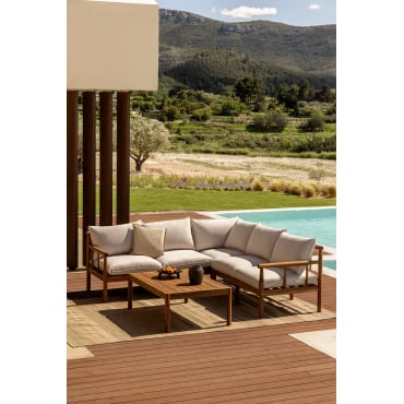 Tuinset Met 5-zits Hoekbank En Salontafel In Acaciahout Melvin Acacia Bruin - Sklum