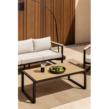 Rechthoekige Tuinsalontafel 110x55 Cm Van Aluminium En Acaciahout Lipov Zwart - Sklum