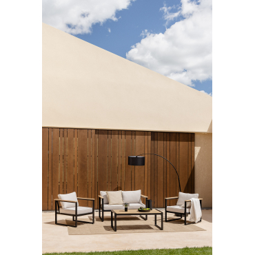 Tuinset Met 2-zitsbank, 2 Fauteuils En Salontafel In Aluminium En Lipov Acaciahout Zwart - Sklum