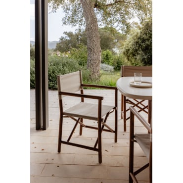 Olivia Opvouwbare Tuinregisseursstoel In Acaciahout Beige - Semoline - Sklum