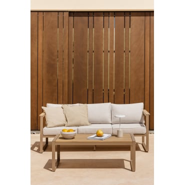 Tuinset Met 3-zitsbank En Salontafel In Aluminium En Acaciahout 110x55cm Lipov Bruin - Mokka - Sklum