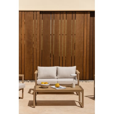 Lipov 2-zits Tuinbank En Salontafelset In Aluminium En Acaciahout 110x55cm Moka Bruin - Sklum