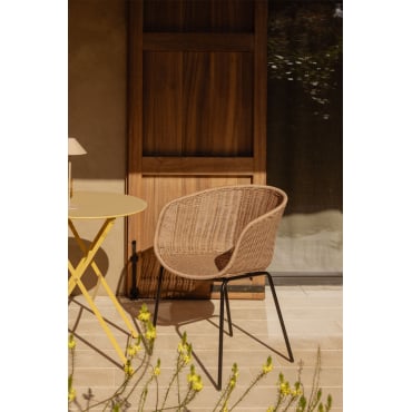Set Van 4 Tuinstoelen Met Armleuningen In Synthetisch Riet En Ijzer Tulua Natuurlijk - Sklum