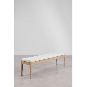 Bank Van 180 Cm In Acaciahout En Karvia-stof Acacia Bruin & Stof Wit - Sklum