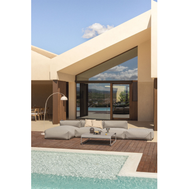 Porto Tuinset Met 3-delige Modulaire Chaise Longue Bank, Poef En Salontafel Bruin - Mokka - Sklum