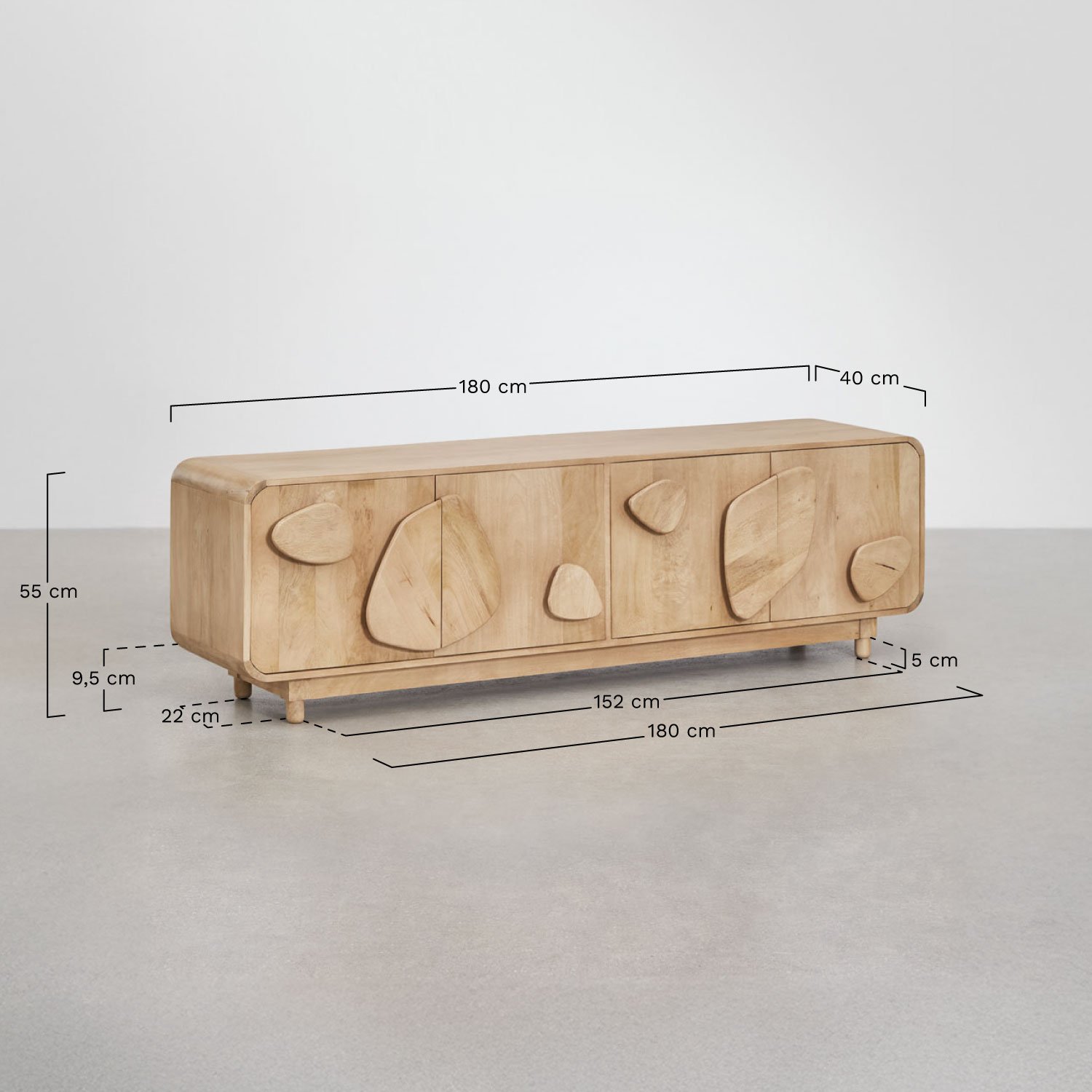 Joel mangohouten tv-kast 180x40 cm, AFMETINGEN