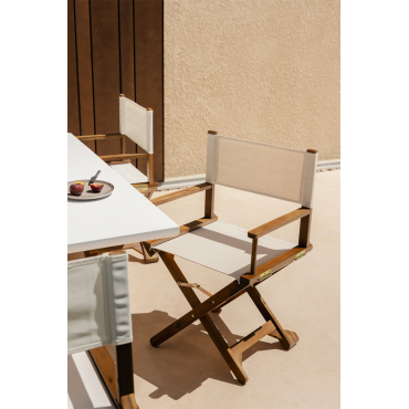 Ridley Opvouwbare Houten Tuinregisseursstoel Naakt Beige - Sklum