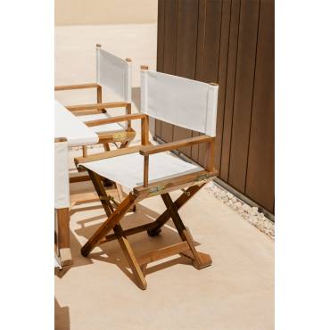 Pack Van 4 Opvouwbare Regisseursstoelen Voor De Tuin In Hout Ridley Gebroken Wit - Sklum