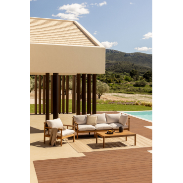 Tuinset Met 3-zitsbank En Fauteuil In Melvin Acaciahout Acacia Bruin - Sklum