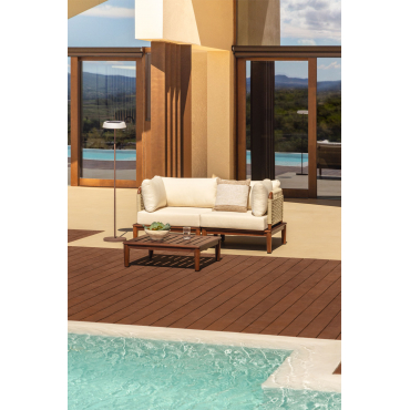 Giulia Acacia Houten Tuinset Met 2-delige Modulaire Bank, 2 Hoekfauteuils En Salontafel Beige – Crème - Sklum
