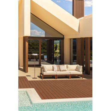 3-delige Modulaire Tuinbank Met 2 Hoekfauteuils In Giulia Acaciahout Beige – Crème - Sklum