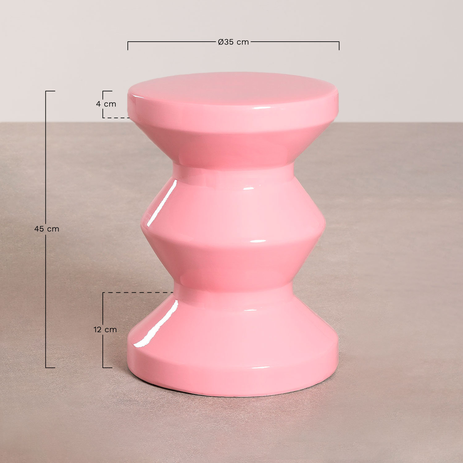 Ronde bijzettafel Ø35 cm van keramiek Bolöh, AFMETINGEN