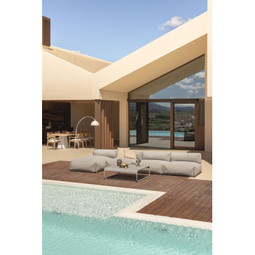 Porto Tuinset Met 4-delige Modulaire Chaise Longue Bank En Salontafel Bruin - Mokka - Sklum