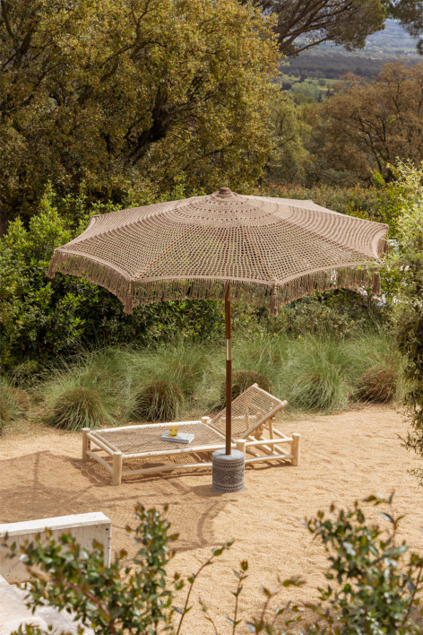 Tongariki teak en katoenen parasol
